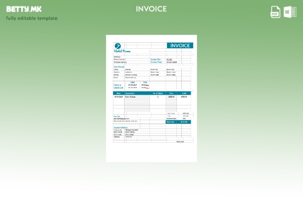 Шаблон за фактура во хотелска соба во модерен стил